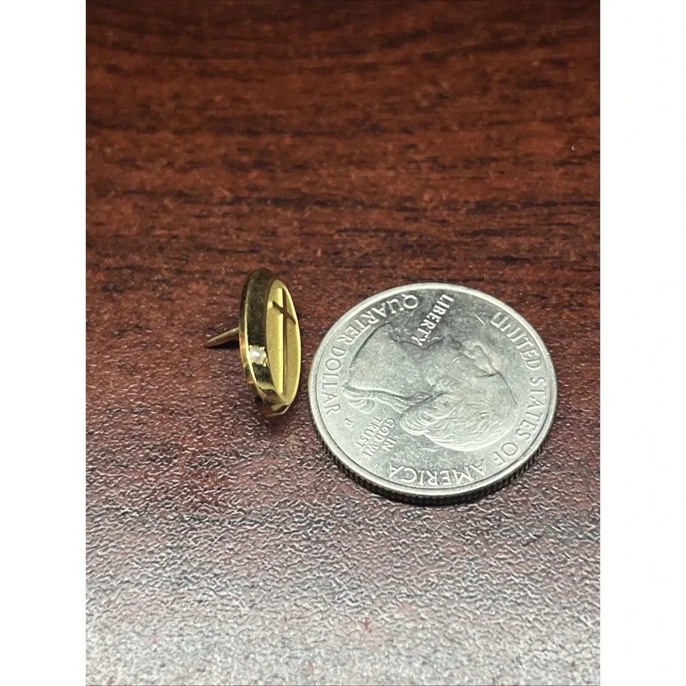 Vintage 1/10 10k Gold Cross With Inset Pearl Christian Faith Lapel Hat‎ Pin